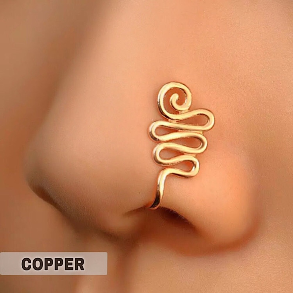 ⚜️𝟯𝟬%𝗢𝗙𝗙 𝗯𝘂𝗻𝗱𝗹𝗲𝘀 𝟯+⚜️ NEW Simple Swirl Fake Nose Ring - Picture 1 of 12
